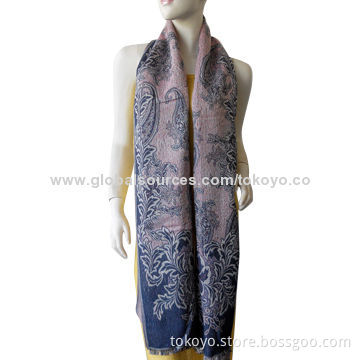 Jacquard scarf in paisley pattern, made of cotton and wool, nice texture, measures 180*70+8cm